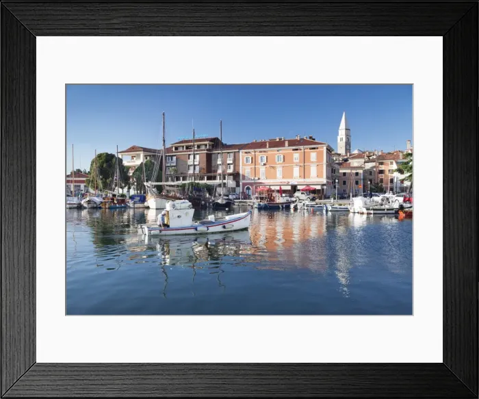 Framed Print : Old town and the harbour with fishing boats, Izola, Primorska, Istria, Slovenia, Europe Framed Print : Old town and the harbour with fishing boats, Izola, Primorska, Istria, Slovenia, Europe
