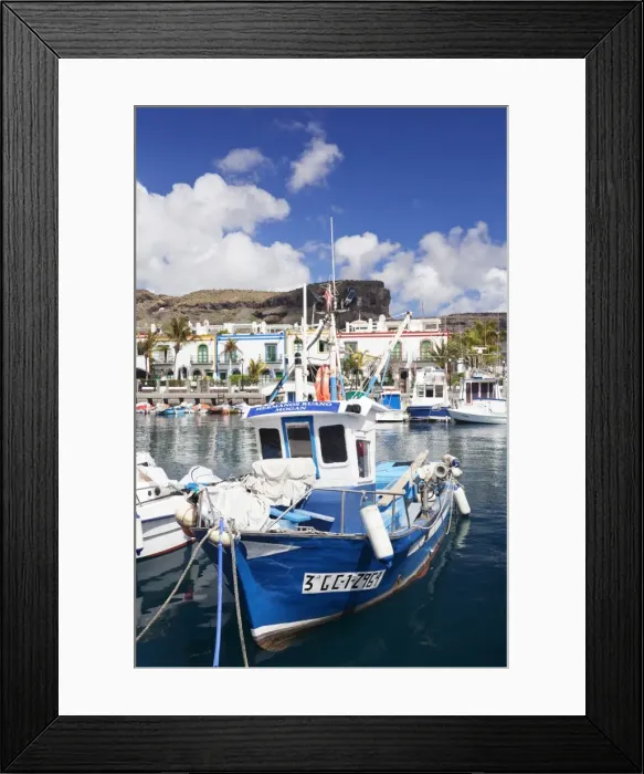 Framed Print : Fishing boat at the old port of Puerto de Mogan, Gran Canaria, Canary Islands, Spain, Atlantic, Europe