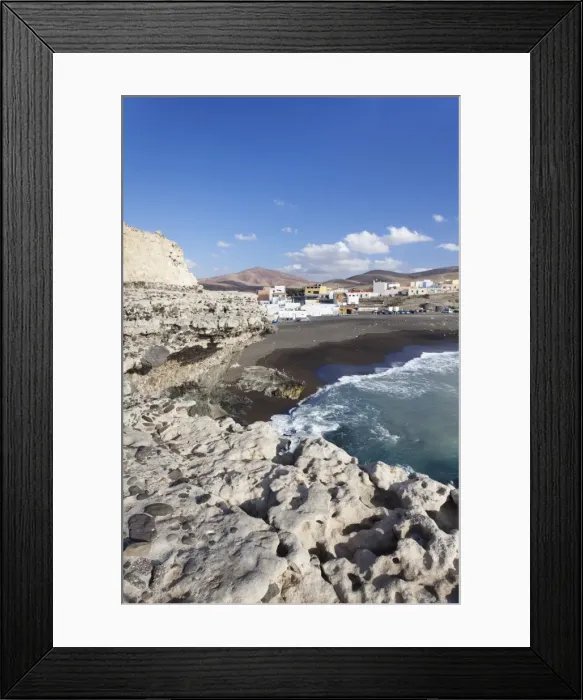 Framed Print : View from the limestone terraces to the fishing village, Ajuy, Fuerteventura, Canary Islands, Spain, Atlantic, Europe Framed Print : View from the limestone terraces to the fishing village, Ajuy, Fuerteventura, Canary Islands, Spain, Atlantic, Europe