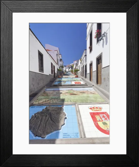 Framed Print : Ceramic tiles showing parts of the Canary Islands, Firgas, Gran Canaria, Canary Islands, Spain, Europe Framed Print : Ceramic tiles showing parts of the Canary Islands, Firgas, Gran Canaria, Canary Islands, Spain, Europe