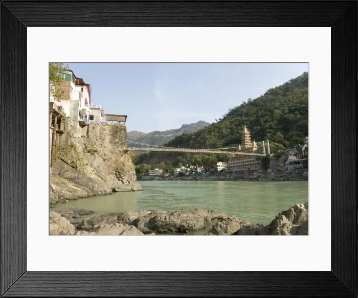 Framed Print : Ashrams on banks of River Ganges, Lakshman Jhula, Rishikesh, India Framed Print : Ashrams on banks of River Ganges, Lakshman Jhula, Rishikesh, India