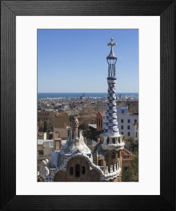 Framed Print : Multi coloured and patterned glazed ceramic work decorates a roof in Parc Guell, designed by Antonio Gaudi, UNESCO World Heritage Site, Barcelona, Catalunya, Spain, Europe Framed Print : Multi coloured and patterned glazed ceramic work decorates a roof in Parc Guell, designed by Antonio Gaudi, UNESCO World Heritage Site, Barcelona, Catalunya, Spain, Europe