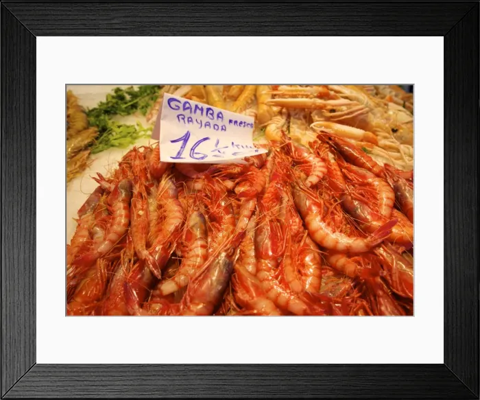 Framed Print : Prawns in Mercado Central (Central Market), Valencia, Spain, Europe Framed Print : Prawns in Mercado Central (Central Market), Valencia, Spain, Europe