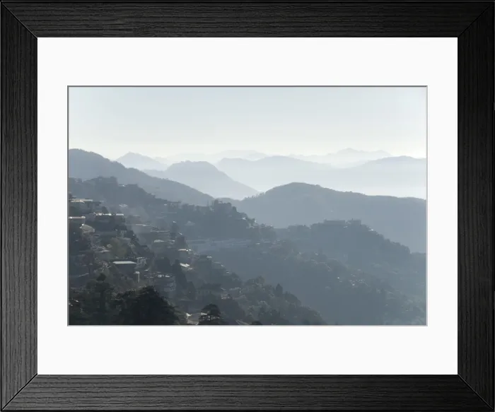 Framed Print : View south from Mussoorie over morning mist on foothills of Garwhal Himalaya, Uttarakhand, India, Asia Framed Print : View south from Mussoorie over morning mist on foothills of Garwhal Himalaya, Uttarakhand, India, Asia