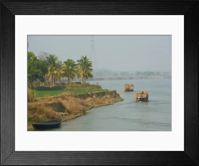 Framed Print : Transporting rice straw by boat on the Hooghly River, part of the Ganges River, West Bengal, India, Asia Framed Print : Transporting rice straw by boat on the Hooghly River, part of the Ganges River, West Bengal, India, Asia