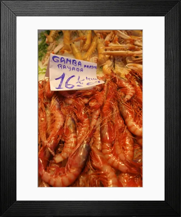Framed Print : Prawns in Mercado Central (Central Market), Valencia, Spain, Europe Framed Print : Prawns in Mercado Central (Central Market), Valencia, Spain, Europe