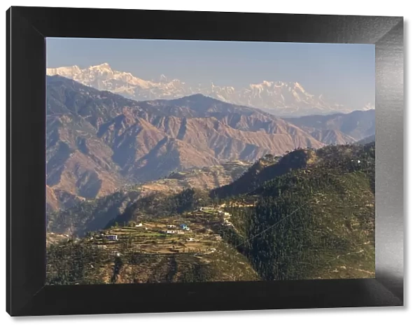 Gangotri Mountains, Garwhal Himalaya, seen from Mussoorie hill station, Uttarakhand, India, Asia
