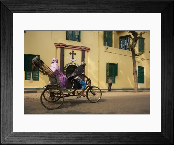Framed Print : Rickshaw in front of St. Josephs Convent, Chandernagor (Chandannagar), former French colony, West Bengal, India, Asia Framed Print : Rickshaw in front of St. Josephs Convent, Chandernagor (Chandannagar), former French colony, West Bengal, India, Asia