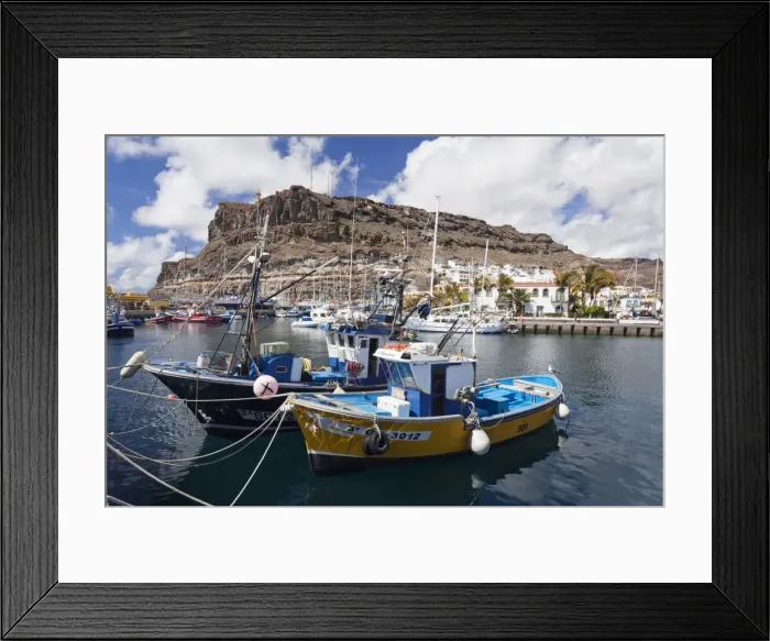 Framed Print : Fishing boats at the old port of Puerto de Mogan, Gran Canaria, Canary Islands, Spain, Atlantic, Europe Framed Print : Fishing boats at the old port of Puerto de Mogan, Gran Canaria, Canary Islands, Spain, Atlantic, Europe