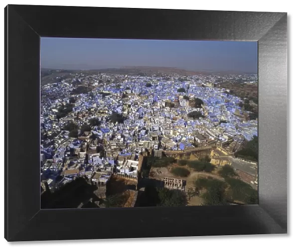 Aerial View of Blue Houses for the Bhrahman, Jodhpur, Rajasthan, India