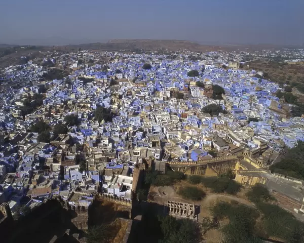 Aerial View of Blue Houses for the Bhrahman, Jodhpur, Rajasthan, India