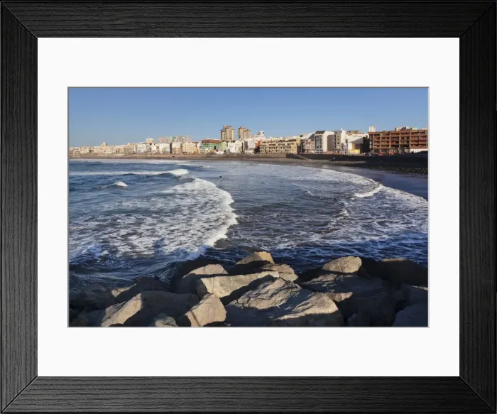 Framed Print : City skyline at the seaside in the evening, Playa de las Canteras, Las Palmas, Gran Canaria, Canary Islands, Spain, Atlantic, Europe Framed Print : City skyline at the seaside in the evening, Playa de las Canteras, Las Palmas, Gran Canaria, Canary Islands, Spain, Atlantic, Europe