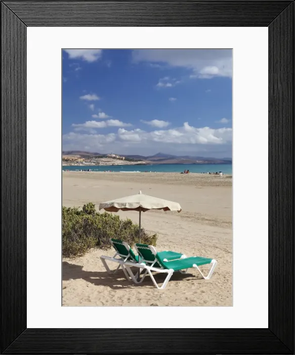 Framed Print : Beach chair at the beach of Costa Calma, Fuerteventura, Canary Islands, Spain, Atlantic, Europe Framed Print : Beach chair at the beach of Costa Calma, Fuerteventura, Canary Islands, Spain, Atlantic, Europe
