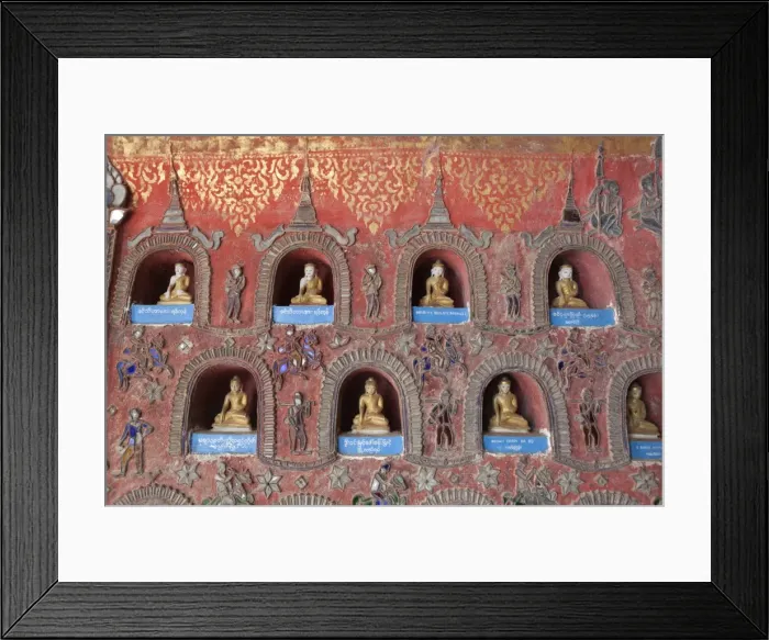 Framed Print : Buddha offerings in wall niche, Shwe Yan Pyay monastery, Nyaungshwe, Inle Lake, Shan State, Myanmar (Burma), Asia Framed Print : Buddha offerings in wall niche, Shwe Yan Pyay monastery, Nyaungshwe, Inle Lake, Shan State, Myanmar (Burma), Asia