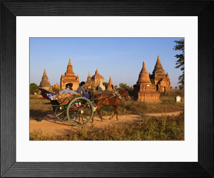 Framed Print : Wooden horse cart taking tourists around Bagan temples, Bagan (Pagan), Central Myanmar, Myanmar (Burma), Asia Framed Print : Wooden horse cart taking tourists around Bagan temples, Bagan (Pagan), Central Myanmar, Myanmar (Burma), Asia