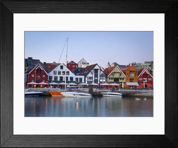 Framed Print : Stavangers picturesque harbor illuminated at dusk, Stavanger, Rogaland, Norway, Scandinavia, Europe Framed Print : Stavangers picturesque harbor illuminated at dusk, Stavanger, Rogaland, Norway, Scandinavia, Europe