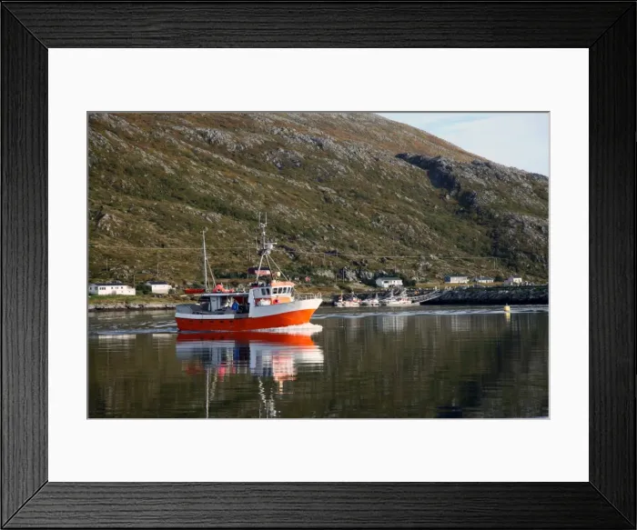 Framed Print : Fishing boat leaving Torsvaag, North Norway, Norway, Scandinavia, Europe Framed Print : Fishing boat leaving Torsvaag, North Norway, Norway, Scandinavia, Europe