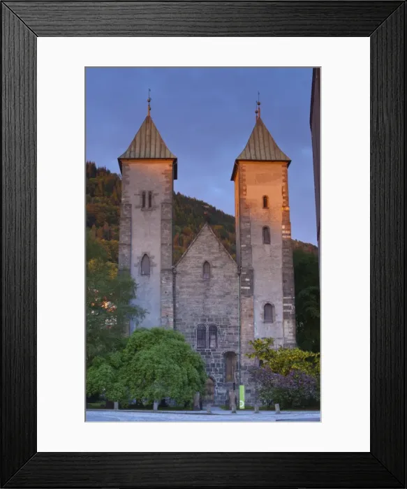 Framed Print : St. Marys Church, Bryggen District, Bergen, Hordaland, Norway, Scandinavia, Europe