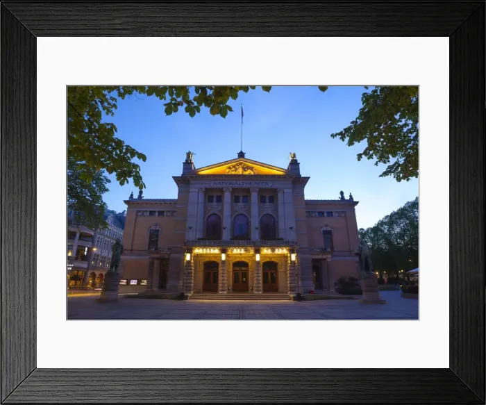Framed Print : National Theatre illuminated at dusk, Oslo, Norway, Scandinavia, Europe Framed Print : National Theatre illuminated at dusk, Oslo, Norway, Scandinavia, Europe
