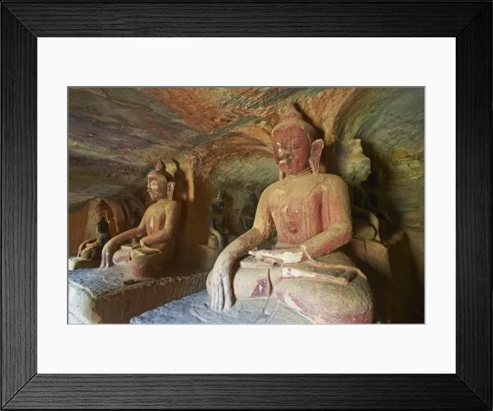 Framed Print : Buddha statues in the Po Win Daung Buddhist cave, dating from the 15th century, Monywa, Sagaing Division, Myanmar (Burma), Asia