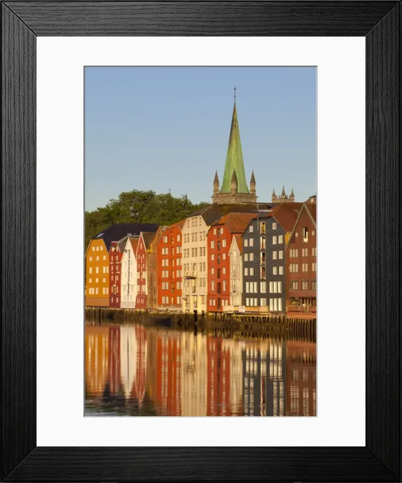 Framed Print : Nidaros Cathedral and old fishing warehouses reflected in the River Nidelva, Trondheim, Sor-Trondelag, Norway, Scandinavia, Europe Framed Print : Nidaros Cathedral and old fishing warehouses reflected in the River Nidelva, Trondheim, Sor-Trondelag, Norway, Scandinavia, Europe