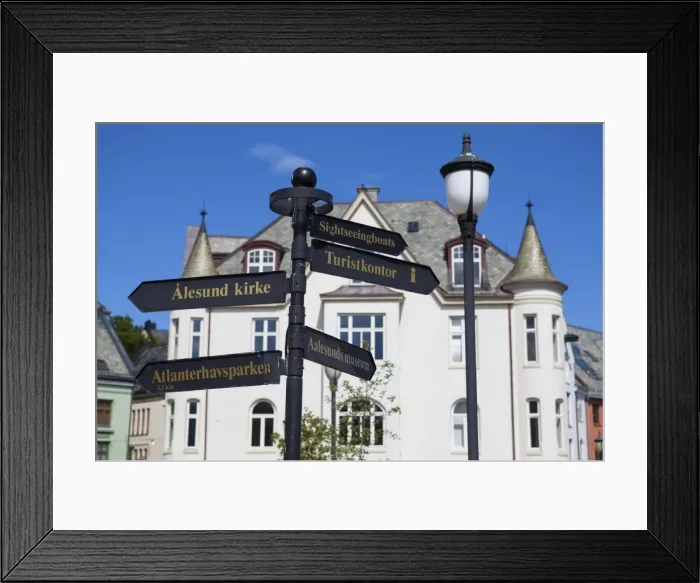 Framed Print : Jugendstil architecture and street sign, Alesund, Sunnmore, More og Romsdal, Norway, Scandinavia, Europe Framed Print : Jugendstil architecture and street sign, Alesund, Sunnmore, More og Romsdal, Norway, Scandinavia, Europe