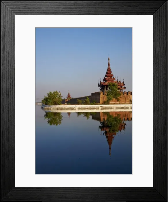 Framed Print : Corner of the surrounding wall reflected in the moat, Mandalay Palace, Mandalay, Myanmar (Burma), Asia Framed Print : Corner of the surrounding wall reflected in the moat, Mandalay Palace, Mandalay, Myanmar (Burma), Asia