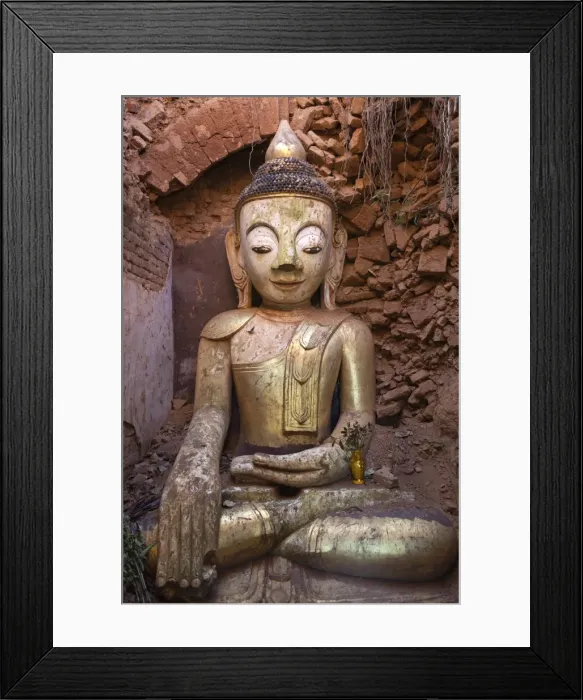 Framed Print : Buddha image inside a ruined stupa, Shwe Inn Thein Pagoda, Inle Lake, Shan State, Myanmar (Burma), Asia Framed Print : Buddha image inside a ruined stupa, Shwe Inn Thein Pagoda, Inle Lake, Shan State, Myanmar (Burma), Asia
