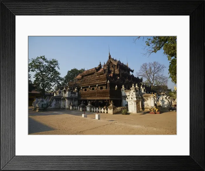 Framed Print : Kyaung Shwe In Bin teakwood temple and monastery, Mandalay, Myanmar (Burma), Asia Framed Print : Kyaung Shwe In Bin teakwood temple and monastery, Mandalay, Myanmar (Burma), Asia