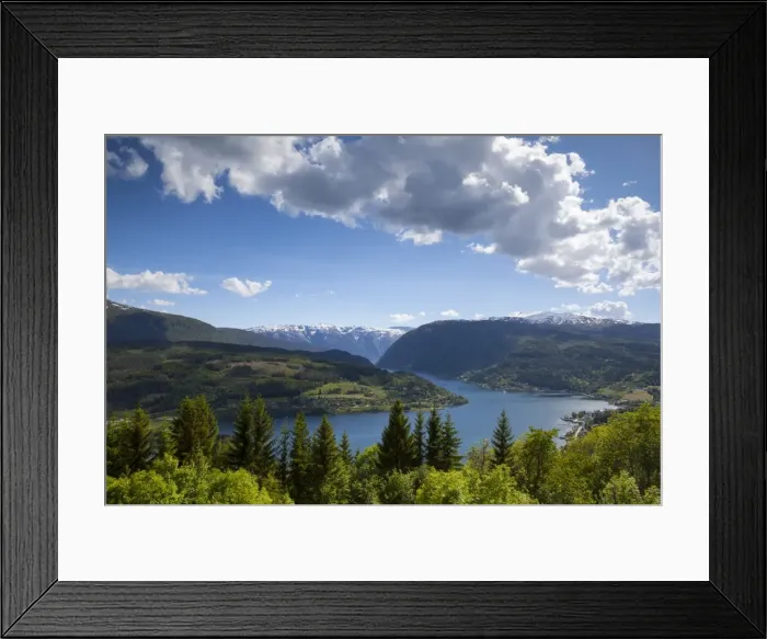 Framed Print : Elevated view over the picturesque Ulvik fjord, Ulvik, Hordaland, Norway, Scandinavia, Europe