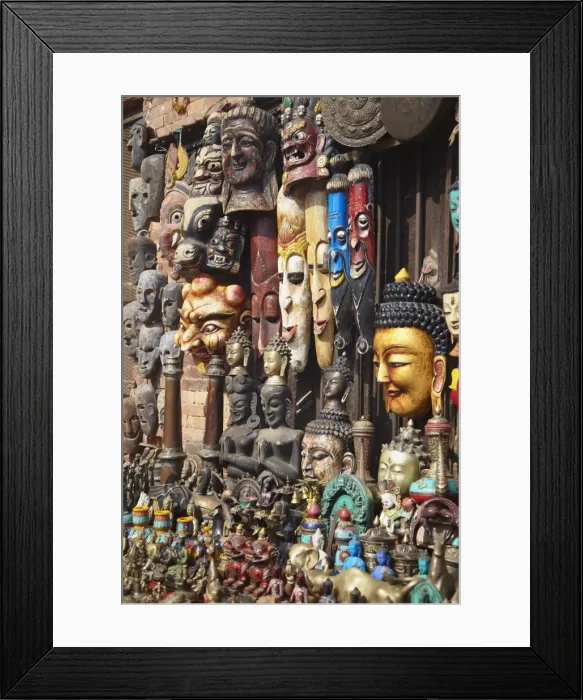 Framed Print : Souvenir masks, Bhaktapur, Kathmandu Valley, Nepal, Asia Framed Print : Souvenir masks, Bhaktapur, Kathmandu Valley, Nepal, Asia