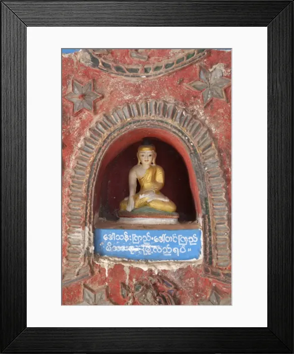 Framed Print : Buddha offerings in wall niche, Shwe Yan Pyay monastery, Nyaungshwe, Inle Lake, Shan State, Myanmar (Burma), Asia Framed Print : Buddha offerings in wall niche, Shwe Yan Pyay monastery, Nyaungshwe, Inle Lake, Shan State, Myanmar (Burma), Asia