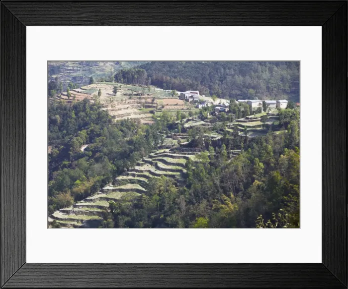 Framed Print : Hillside village and terraced fields, Dhulikhel, Kathmandu Valley, Nepal, Asia Framed Print : Hillside village and terraced fields, Dhulikhel, Kathmandu Valley, Nepal, Asia