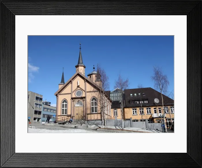 Framed Print : Church in the harbour square, Tromso, arctic Norway, Scandinavia, Europe Framed Print : Church in the harbour square, Tromso, arctic Norway, Scandinavia, Europe