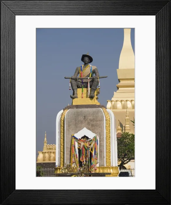 Framed Print : Statue of King Setthathirat, Pha Tat Luang, Vientiane, Laos Framed Print : Statue of King Setthathirat, Pha Tat Luang, Vientiane, Laos