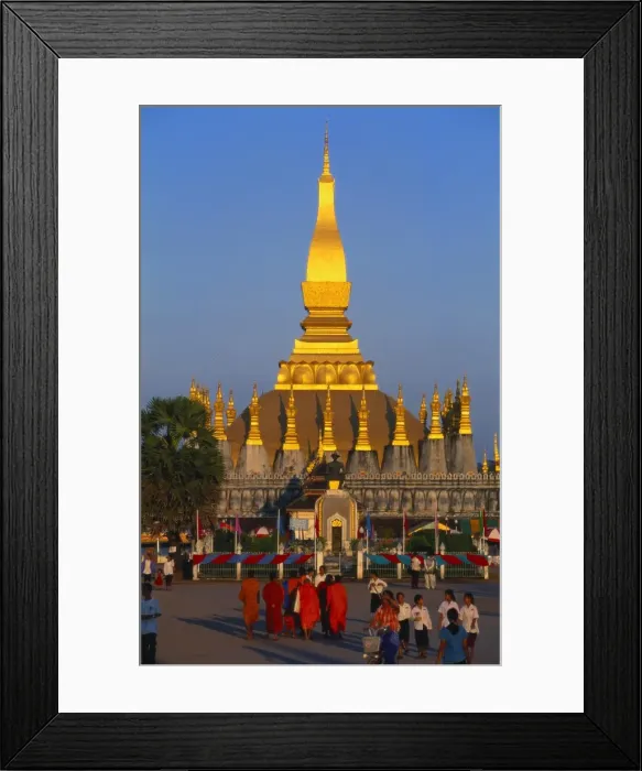 Framed Print : Golden Stupa at Pha That Luang Temple, Vientiane, Laos Framed Print : Golden Stupa at Pha That Luang Temple, Vientiane, Laos