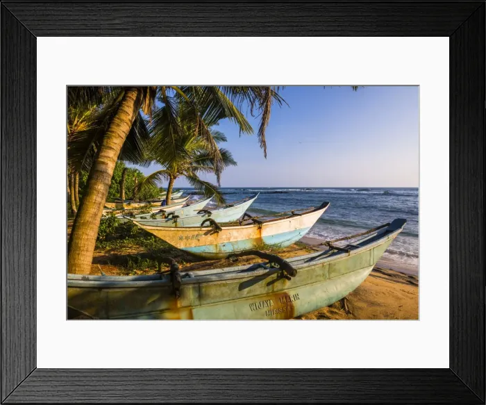 Framed Print : Traditional Sri Lanka fishing boats on Mirissa Beach, South Coast, Sri Lanka, Asia Framed Print : Traditional Sri Lanka fishing boats on Mirissa Beach, South Coast, Sri Lanka, Asia