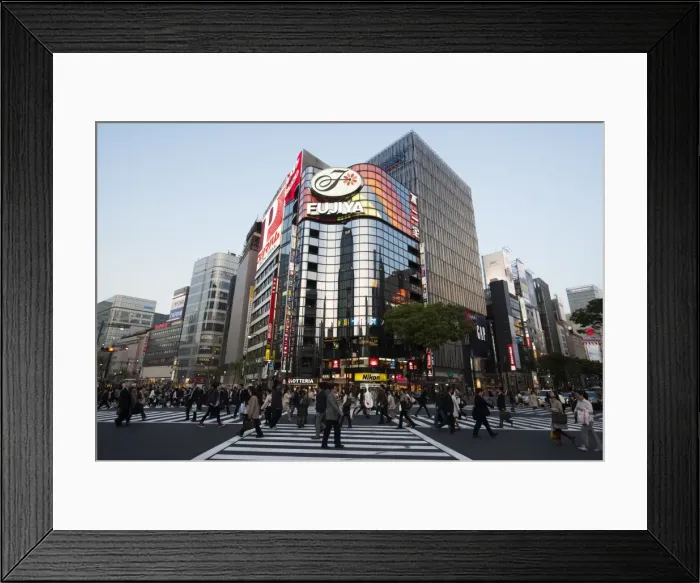 Framed Print : Crossing in front of the modern shopping centers in Ginza, Crossing in front of the modern shopping centers in Ginza, Tokyo, Japan, Asia Framed Print : Crossing in front of the modern shopping centers in Ginza, Crossing in front of the modern shopping centers in Ginza, Tokyo, Japan, Asia
