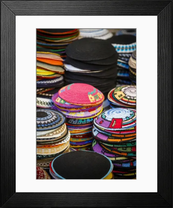 Framed Print : Colourful kipas, Jerusalem, Israel, Middle East Framed Print : Colourful kipas, Jerusalem, Israel, Middle East