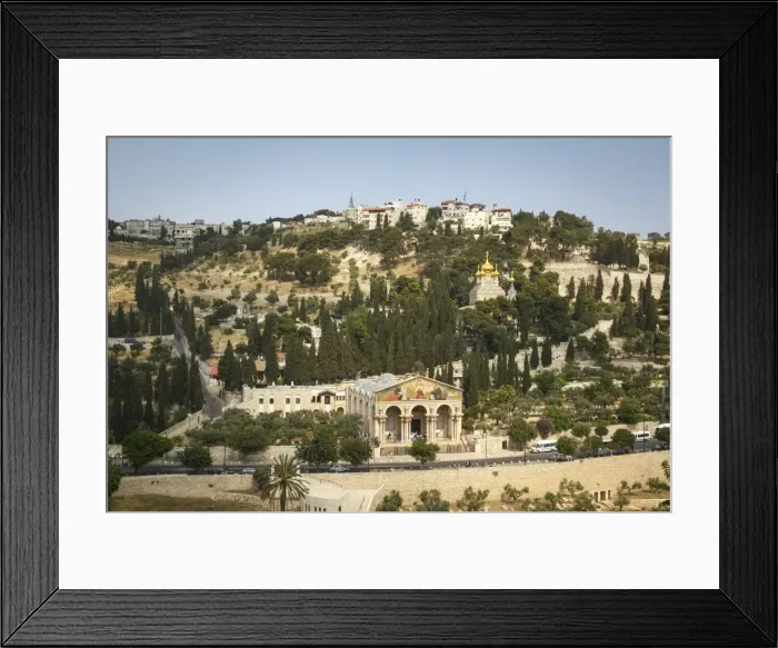 Framed Print : View over the Basilica of the Agony, Gethsemane, and the Maria Magdalena church on Mount of Olives, Jerusalem, Israel, Middle East Framed Print : View over the Basilica of the Agony, Gethsemane, and the Maria Magdalena church on Mount of Olives, Jerusalem, Israel, Middle East