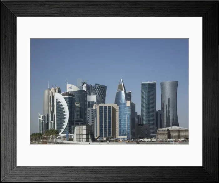 Framed Print : Futuristic skyscrapers downtown in Doha, Qatar, Middle East Framed Print : Futuristic skyscrapers downtown in Doha, Qatar, Middle East