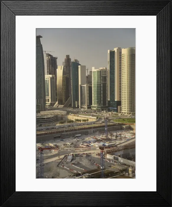 Framed Print : Futuristic skyscrapers downtown in Doha, Qatar, Middle East Framed Print : Futuristic skyscrapers downtown in Doha, Qatar, Middle East