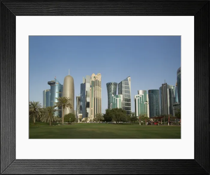 Framed Print : Futuristic skyscrapers downtown in Doha, Qatar, Middle East Framed Print : Futuristic skyscrapers downtown in Doha, Qatar, Middle East