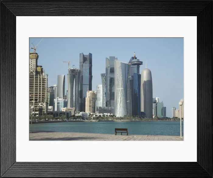 Framed Print : Futuristic skyscrapers on the Doha skyline, Qatar, Middle East Framed Print : Futuristic skyscrapers on the Doha skyline, Qatar, Middle East
