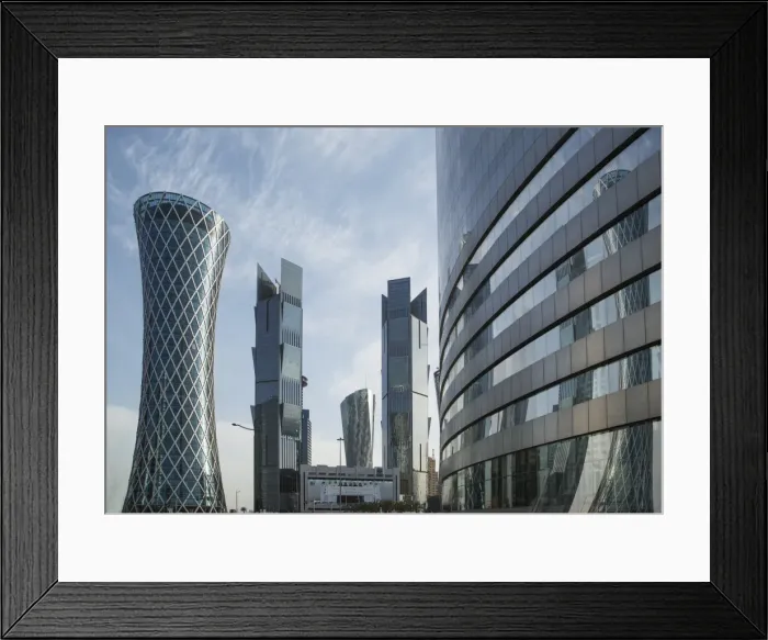 Framed Print : Futuristic skyscrapers downtown in Doha, Qatar, Middle East Framed Print : Futuristic skyscrapers downtown in Doha, Qatar, Middle East