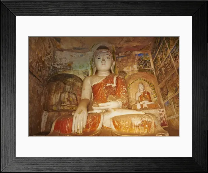 Framed Print : Buddha statue in the Po Win Daung Buddhist cave, dating from the 15th century, Monywa, Sagaing Division, Myanmar (Burma), Asia