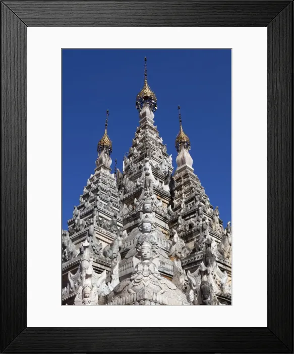 Framed Print : Stucco carvings on a Shan stupa, Tharkong Pagoda, Inle Lake, Shan State, Myanmar (Burma), Asia Framed Print : Stucco carvings on a Shan stupa, Tharkong Pagoda, Inle Lake, Shan State, Myanmar (Burma), Asia
