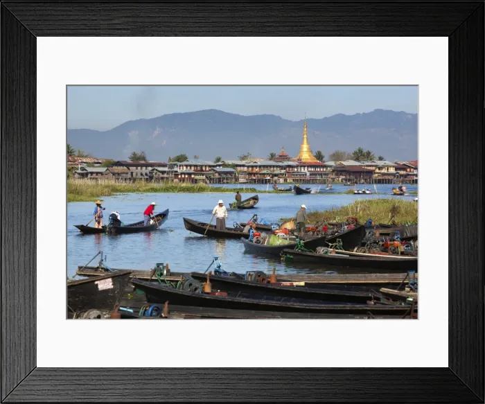 Framed Print : Boats arriving at Nampan local market, Inle Lake, Shan State, Myanmar (Burma), Asia Framed Print : Boats arriving at Nampan local market, Inle Lake, Shan State, Myanmar (Burma), Asia