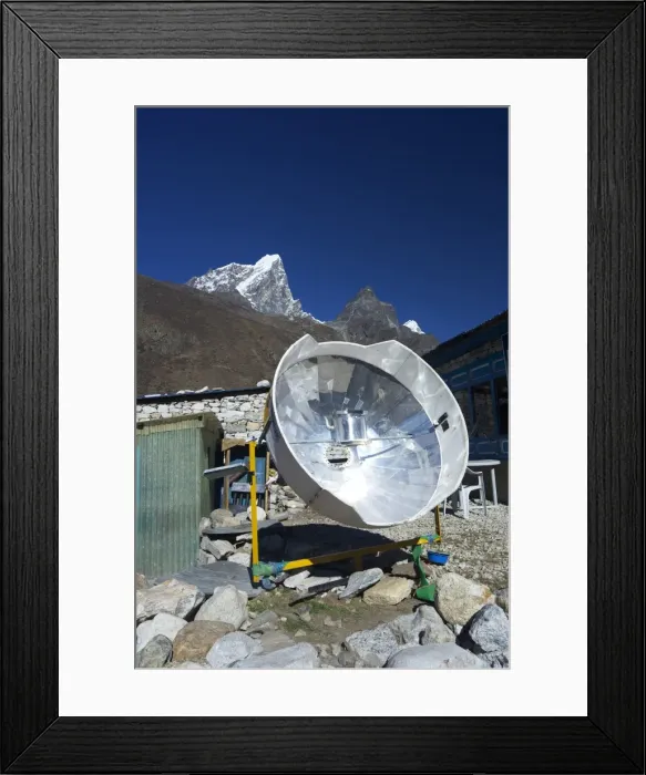 Framed Print : Parabolic solar powered cooker in Pheriche, Sagarmatha National Park, UNESCO World Heritage Site, Solukhumbu District, Nepal, Himalayas, Asia Framed Print : Parabolic solar powered cooker in Pheriche, Sagarmatha National Park, UNESCO World Heritage Site, Solukhumbu District, Nepal, Himalayas, Asia