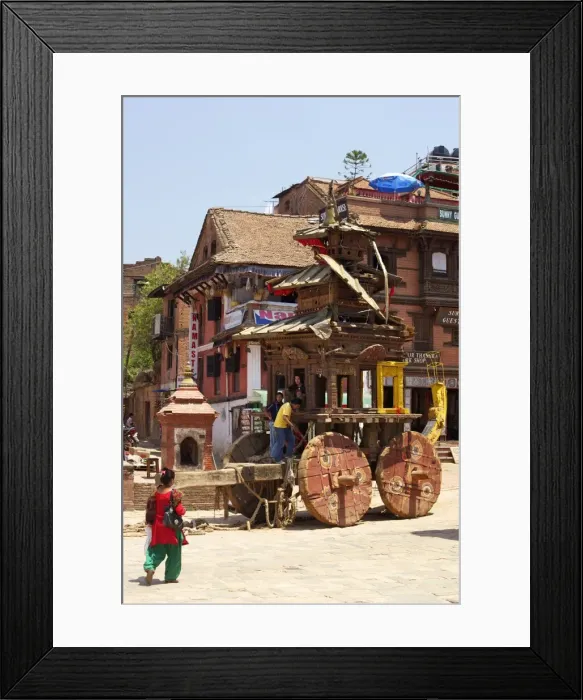 Framed Print : Large wooden chariot used for religious festivals, UNESCO World Heritage site, Bhaktapur, Kathmandu Valley, Nepal, Asia Framed Print : Large wooden chariot used for religious festivals, UNESCO World Heritage site, Bhaktapur, Kathmandu Valley, Nepal, Asia
